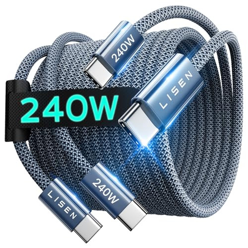 LISEN 2-Pack USB C to USB C 6.6' Charging Cables