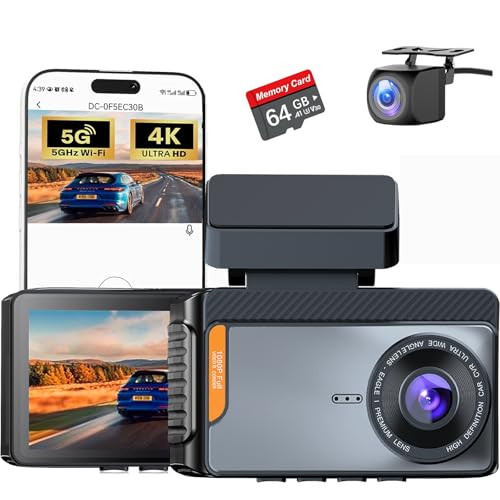 4K WiFi Dual Channel Dash Cam with 64GB Card