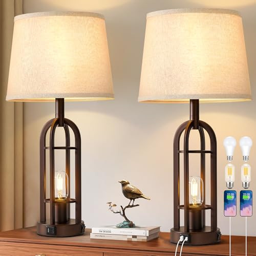 Farmhouse Industrial Table Lamps - Set of 2
