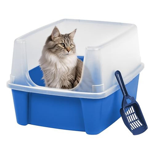 IRIS USA Large Cat Litter Box with Scatter Shield and Scoop
