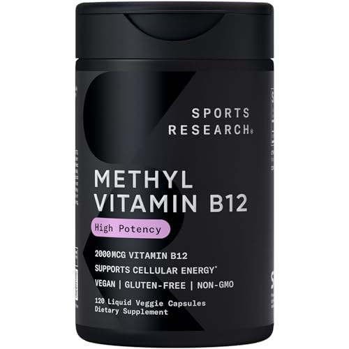 Sports Research Methyl Vitamin B12 Liquid Veggie Capsules, 120 Count
