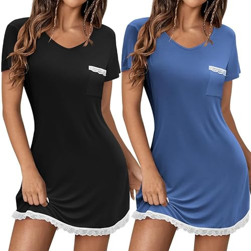 Ekouaer Women's 2 Pack Nightgown Set