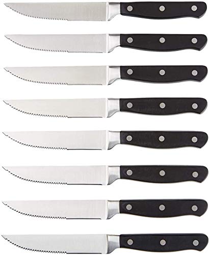 Amazon Basics 8-Pc 4.5" Full Tang Stainless Steel Serrated Steak Knife Set Deal