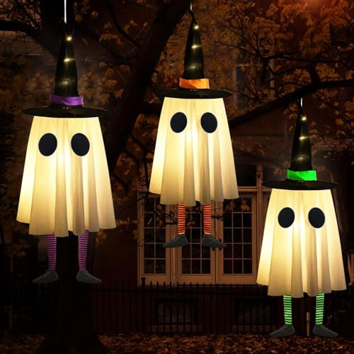 Set of 3 Halloween Hanging Ghosts