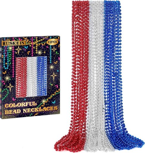 4th of July Beads Necklaces, 12 Pack