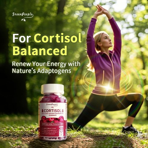 GREENPEOPLE 15 In 1 Cortisol  Gummy Supplements for Women, 90 Count
