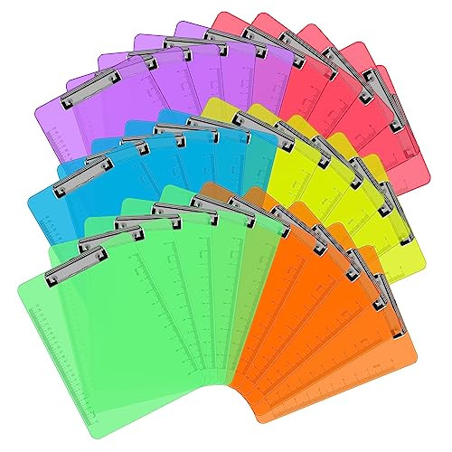PANDRI Clear Colored Clipboards 30-Pack