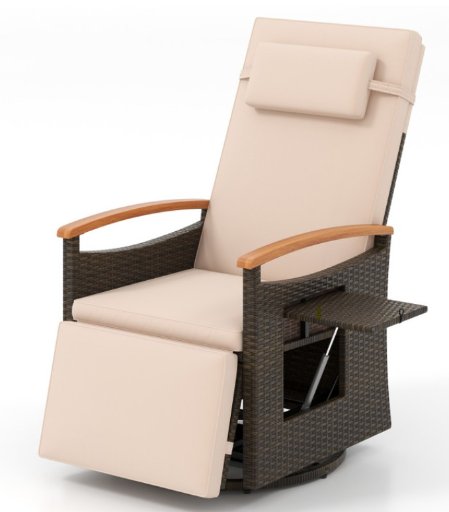 Costway Patio Rattan Swivel Recliner Chair