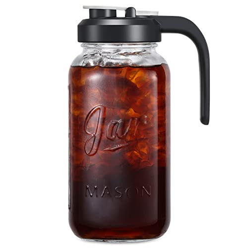 AOZITA Wide Mouth Glass Pitcher with Lid
