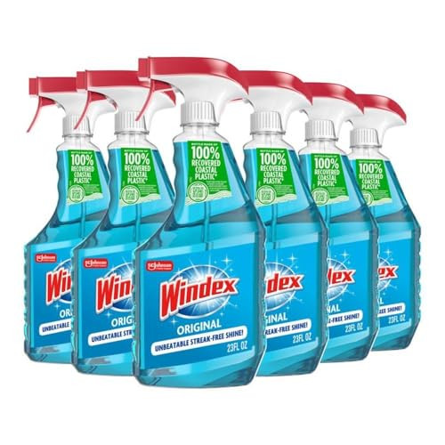 6 Pack Windex Glass and Window Cleaner Spray Bottle, 23 Oz.