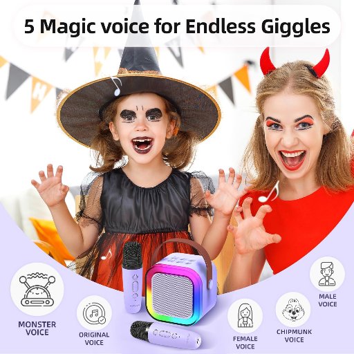Kinglucky TOP Mini Karaoke Machine for Kids W/2 Wireless Mics