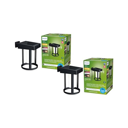 Philips LED Ultra Efficient Solar Cylinder Black Wall Lantern Outdoor 2-Pack