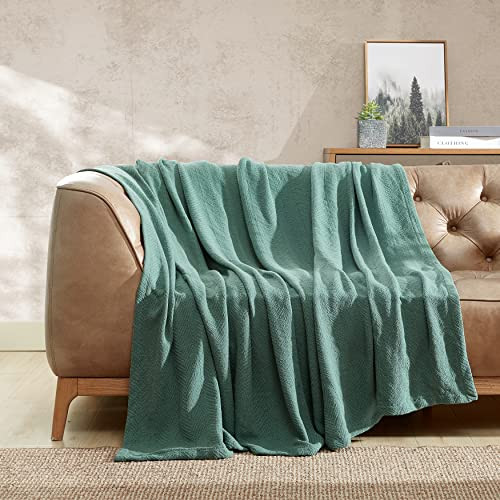 Eddie Bauer Herringbone Green Twin Blanket