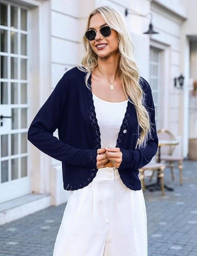 Totatuit Crochet Cropped Lightweight Cardigan