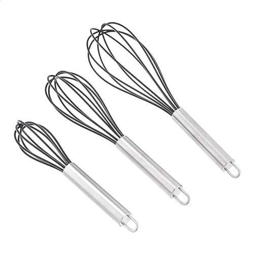 Amazon Commercial Stainless Steel & Silicone Coated Whisk Set (3-pack)
