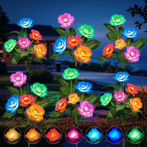 WdtPro Solar Flower Garden Lights 6 Pack