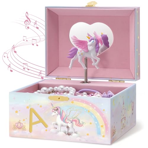 Musical Unicorn Kids Jewelry Box with Initial Letter Deal