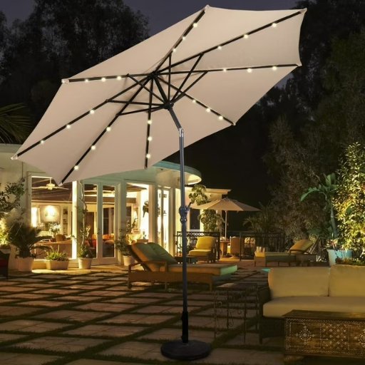 Costway 10' Patio Solar Umbrella with LED Lights