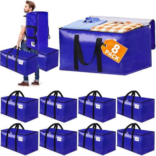Storage Bags with Handles & Backpack Straps - 8 Pack