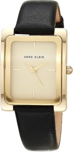 Anne Klein Women's Leather Strap Watch (Black/Gold)