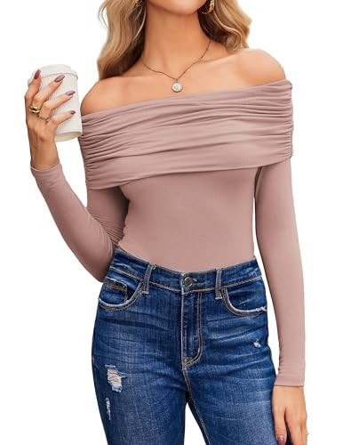 HOTOUCH Women's Off Shoulder Long Sleeve Blouse