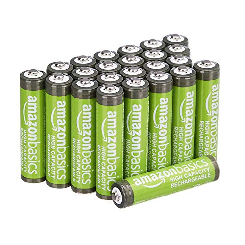 Amazon Basics Rechargeable AAA NiMH High-Capacity Batteries, 24-Pack