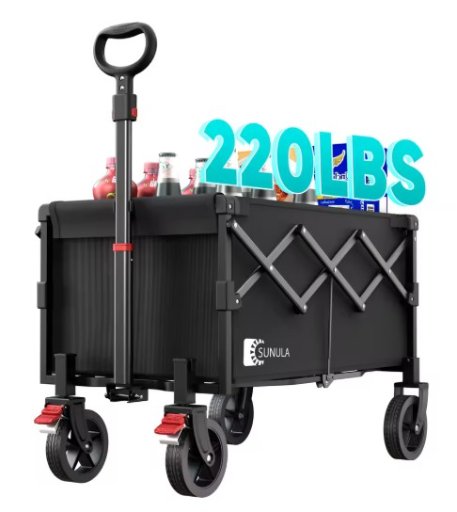 Collapsible Foldable Wagon Cart with Brake Wheels