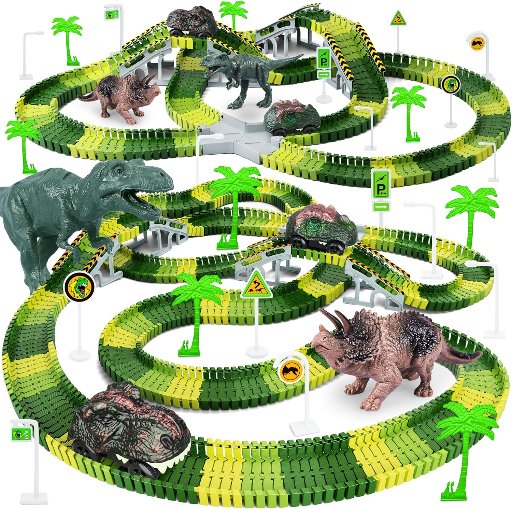 Dinosaur World Road Race Tracks Playset, 252 Pcs.