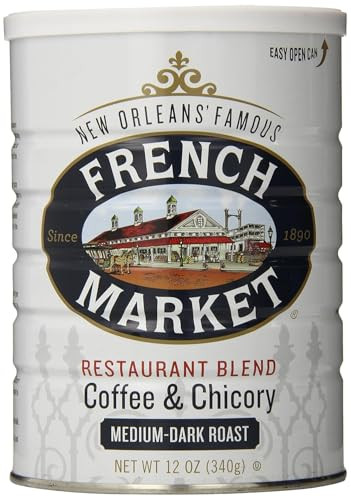French Market Coffee & Chicory Blend, Medium-Dark Roast Ground Coffee, 12 Oz.