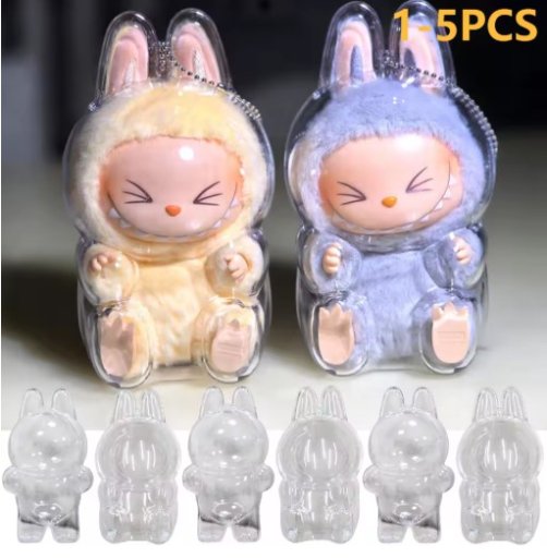 LABUBU Clear Macaron Case for Popmart Bubble Mart Doll Accessories