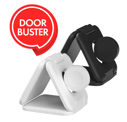 LAX Gadgets MagSafe Compatible Foldable Wireless 3-In-1 Charging Stand