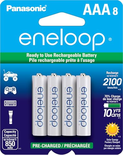 8-Pack Panasonic eneloop AAA Ni-MH Pre-Charged Rechargeable Batteries