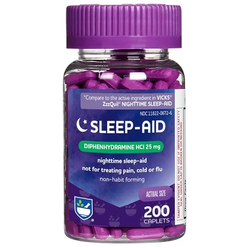 Rite Aid 25mg Diphenhydramine HCL Natural Sleep-Aid Caplets, 200 Count