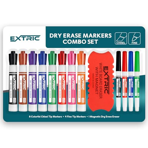 Extric Mixed Tip Dry Erase Markers 12-Pack