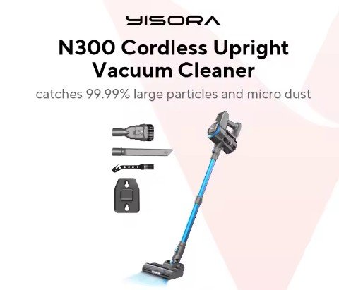YISORA N300 Cordless Upright Vacuum Cleaner