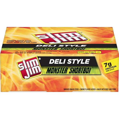 Slim Jim Monster Shortboi Smoked Meat Sticks, Deli Style Original Flavor, 0.9 oz. (24 Count) Deal