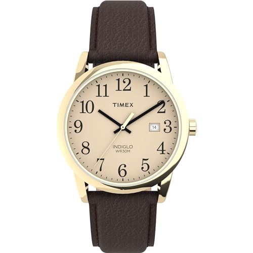 Timex Men's 38mm Easy Reader Watch (Gold-Tone/Brown/Cream) Deal