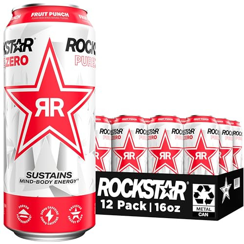 Rockstar Pure Zero Fruit Punch Energy Drink, 12-Pack, 16 Oz. Cans