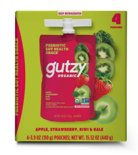 Gutzy Organic Strawberry Kiwi Kale Fruit & Veggie Pouch, 4 Count