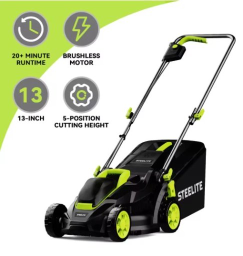 Deli 13-inch Electric Cordless Lawn Mower