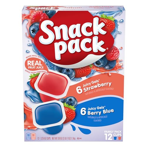 Snack Pack Strawberry & Berry Blue Flavored Juicy Gels,12 Count