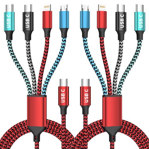 Travel Essentials Dual Type-C 4-in-1 Charging Cable 2-Pack