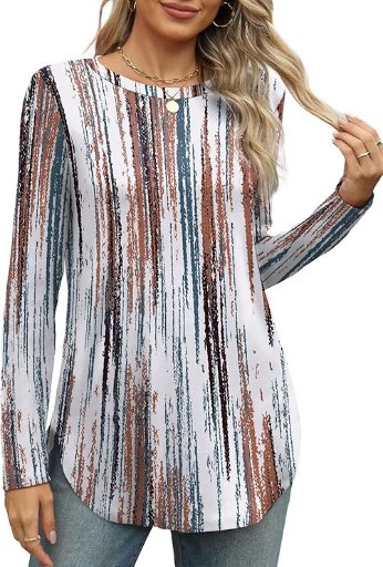 OFEEFAN Women's Crewneck Long Sleeve Tunic Top