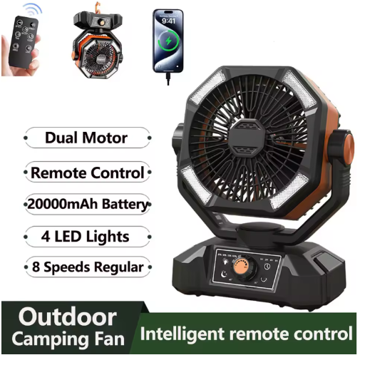 Portable Camping Fan with LED Lantern