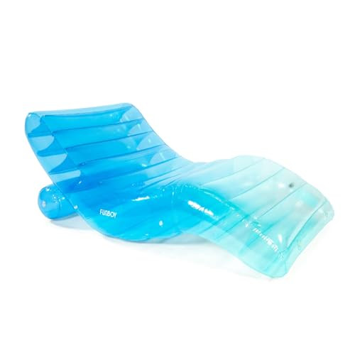 FUNBOY Giant Inflatable Luxury Tri-Color Blue Chaise Lounger