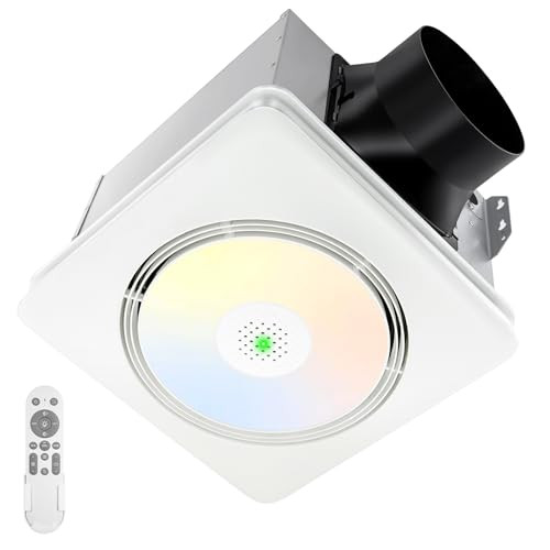 GROWNEER 110/160 CFM 1.0 Sone Bathroom Vent Fan with Light & Heater, 1800W Heating