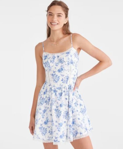 Aeropostale Floral Scoop-Neck Fit & Flare Dress