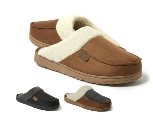 Dearfoams Men's Microsuede Moc Toe Slippers