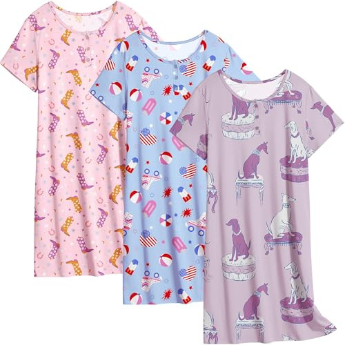 Ekouaer 3 Pack Women's Nightgowns/Sleep Shirts