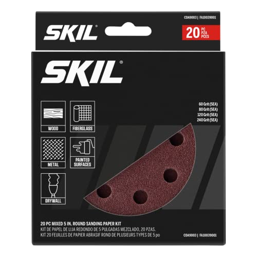 SKIL 20-Piece Mixed 5 in. 60/80/120/240 Grits Round Sanding Paper Kit Deal